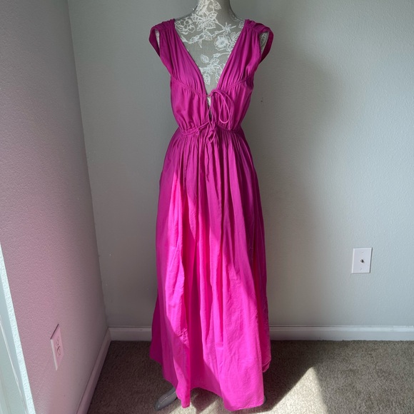 NWT Abercrombie & Fitch Tank Tie-Front Maxi Dress in Pink - Picture 3 of 12